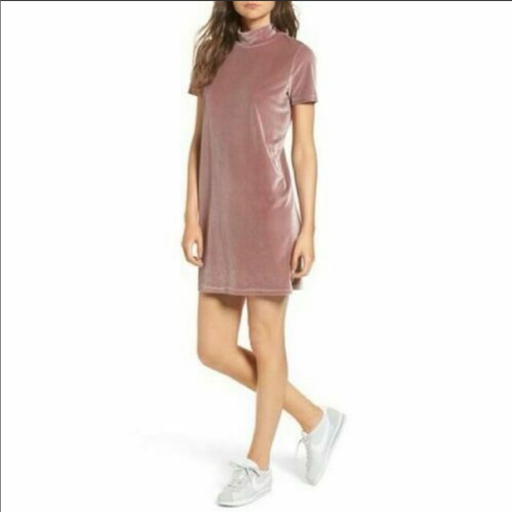 Madewell Velvet Mockneck Shift Dress Frosty Mauve_10